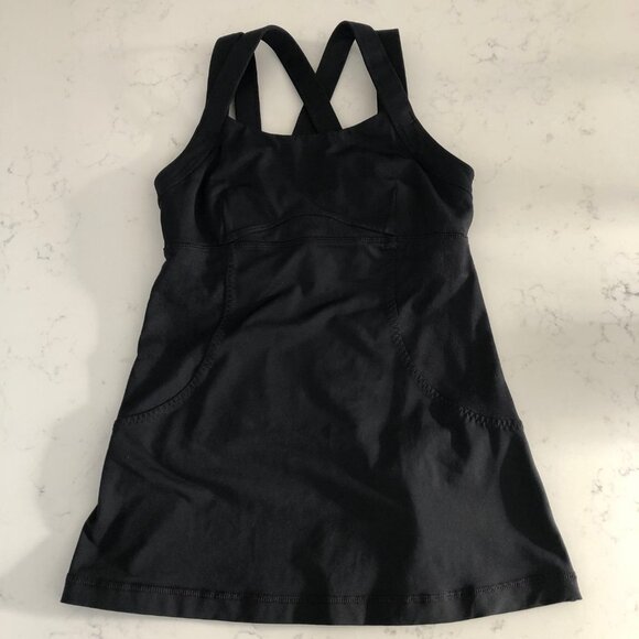Lululemon Chaturanga Strappy Criss Cross Yoga Tank Top Luxtreme Black Sz 4 - Picture 4 of 13